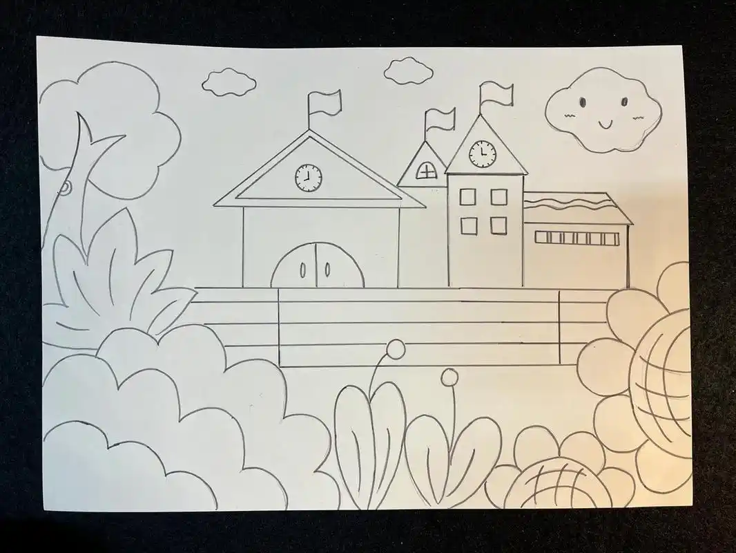 儿童画《我的学校》