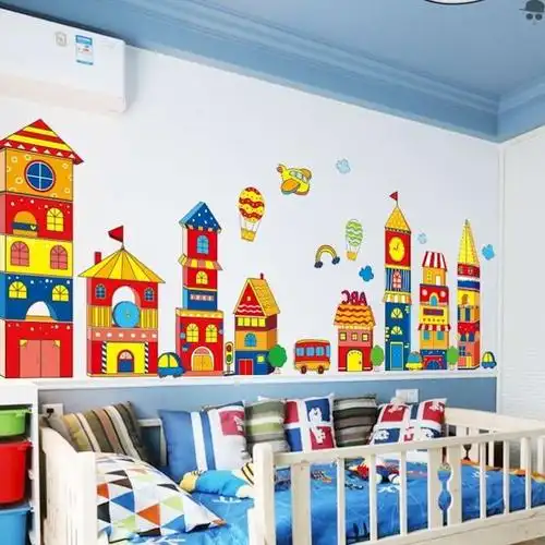 装饰建构区墙面教室贴纸大型城堡卡通儿童房间墙贴