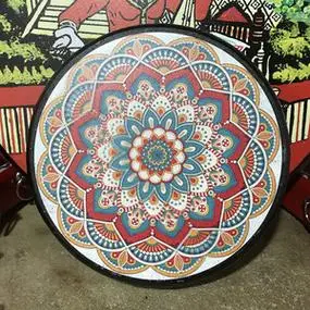 新疆风情牛皮彩绘手鼓民族乐器舞台演出道具餐厅装饰摆设品牛皮鼓