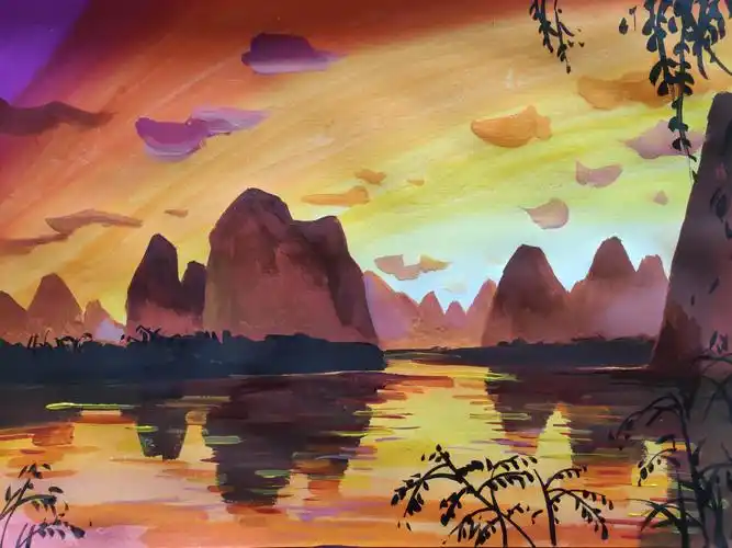 儿童简易水粉风景步骤.