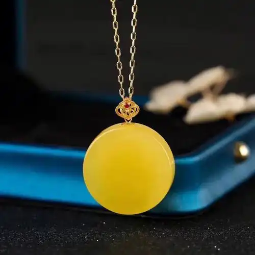 天然俄料满蜜蜡18k金镶嵌定型切料设计红