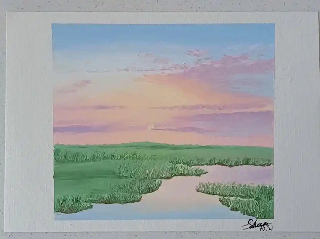 油画棒风景画临摹练习之晚霞