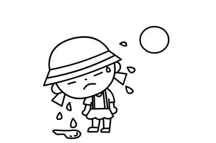 简笔画卡通流汗