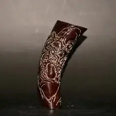 旧藏牛角兽纹龙把酒杯摆件长205厘米宽115厘米高205厘米重856克