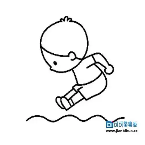 跳远黑白简笔画