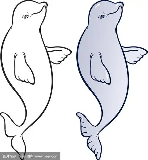 快乐微笑的白鲸卡通