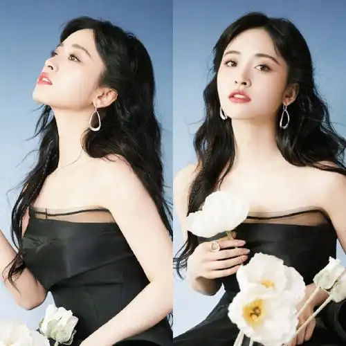 【沈月超话出图两套颜色的礼服造型#长发#】沈月微博之夜造型图「站姐