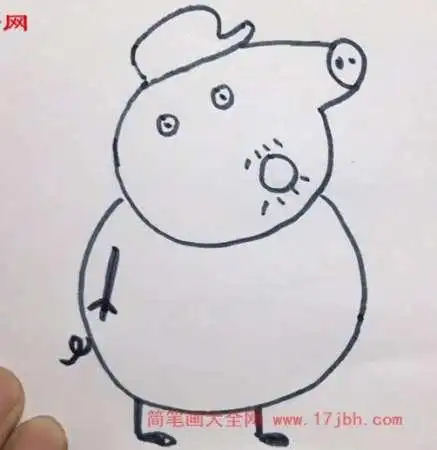 小猪佩奇猪爷爷简笔画6