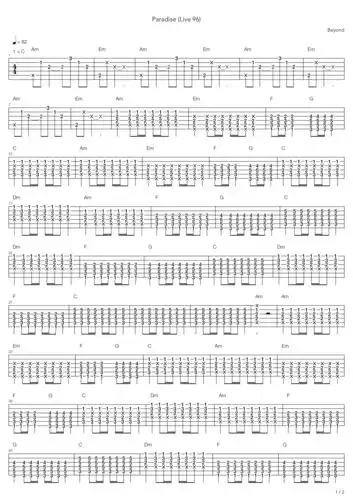 beyond《paradise》吉他谱
