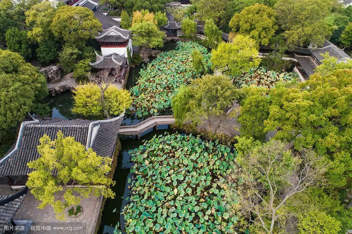 苏州园林 拙政园航拍