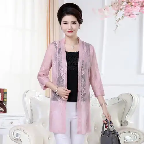 中老年女装开衫披肩外套夏季蕾丝外搭中年妈妈夏装薄款大码防晒衣