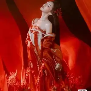 出租正品十三余红色汉服唐制齐胸襦裙 小豆蔻焦骨牡丹-银临联名