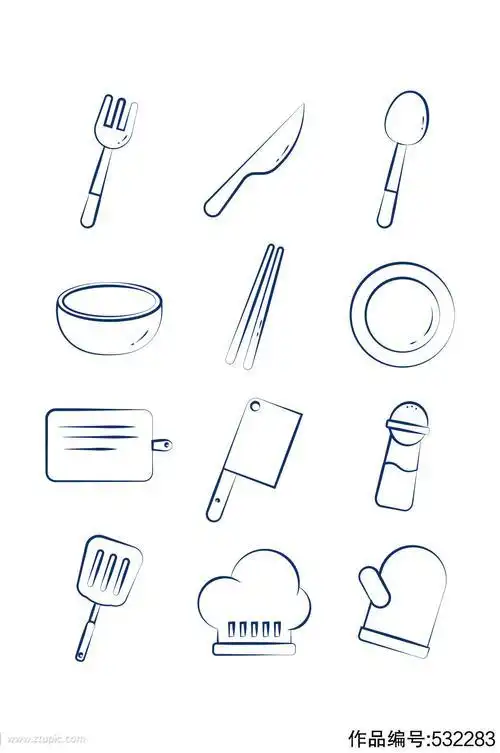 厨房餐具简笔画