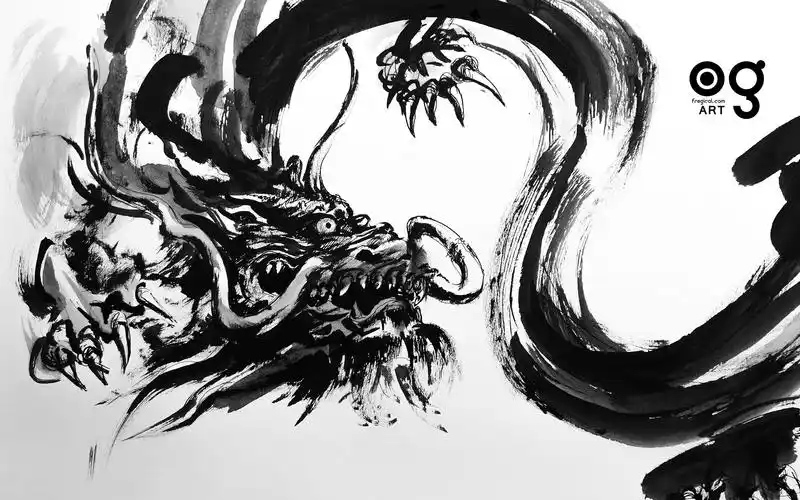 水墨风中国龙/ 猛龙过江002/ the way of the dragon