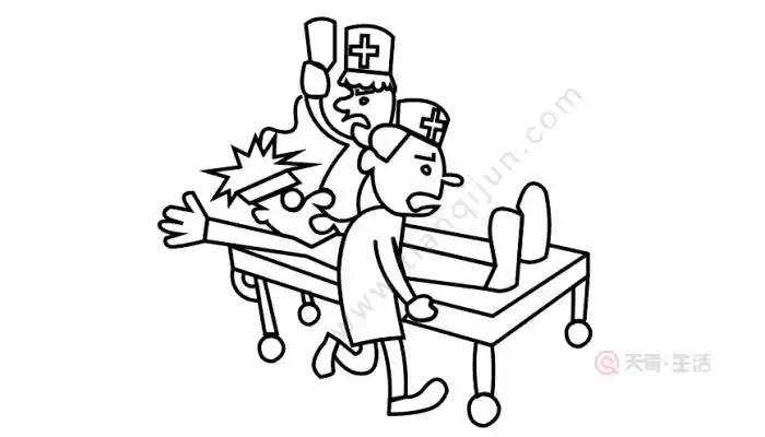 两个医生正在抢护病人的简笔画