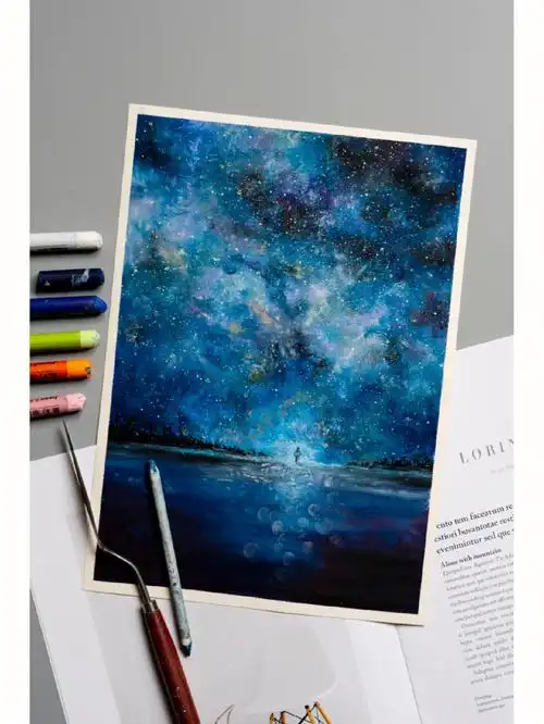 油画棒星空系列第三张附步骤图
