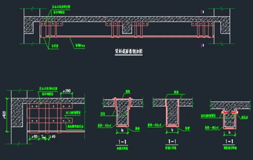 梁柱粘钢法加固大样图-抗震加固施工图-筑龙结构设计论坛