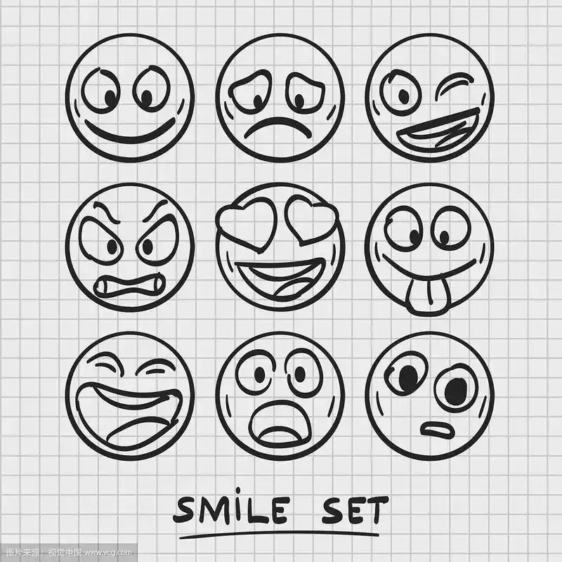 一套卡通表情素描表情