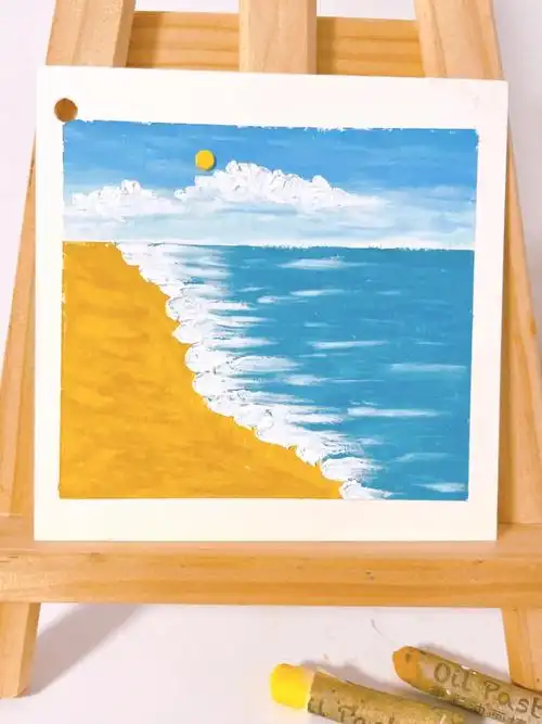 油画棒新手入门教程那片海1海滩系风景
