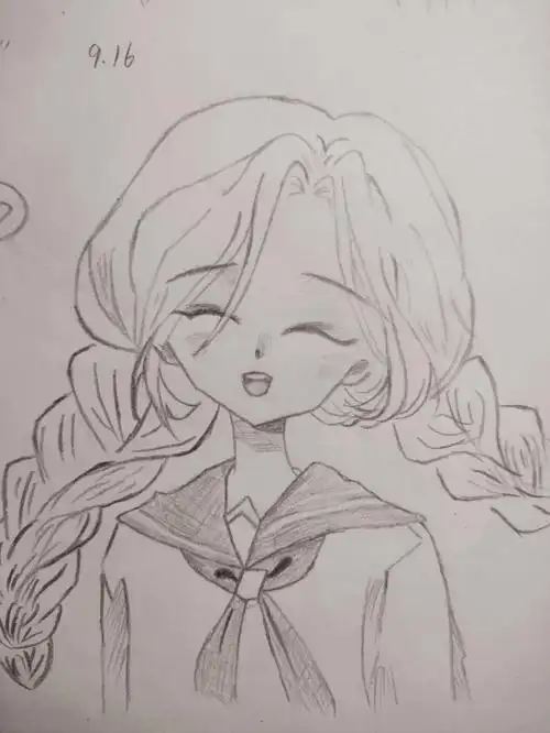 临摹大佬的新手铅笔简笔画黑白女孩可爱