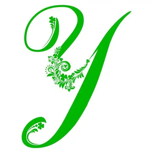 绿色植物花纹字母y