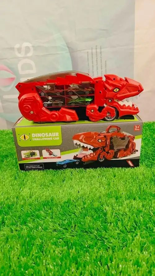 每个男孩子梦想玩具车,吞食汽车!#玩具车 #轨道车 #恐龙车 - 抖音