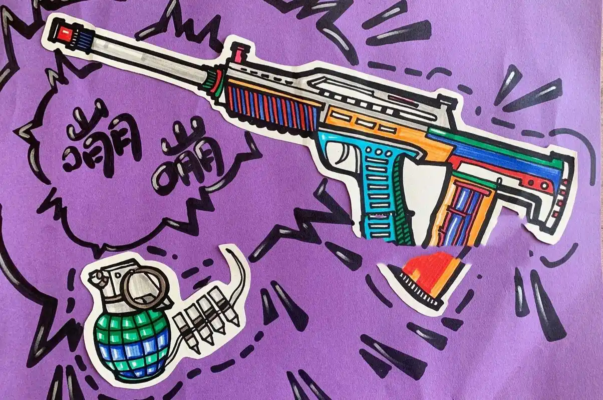 可以选择真枪照片进行写生!