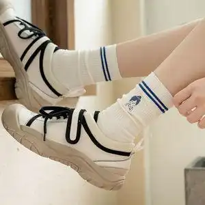 00欧恋鸟旗舰店天猫白袜子女中筒袜ins潮夏季薄款透气可爱日系木耳