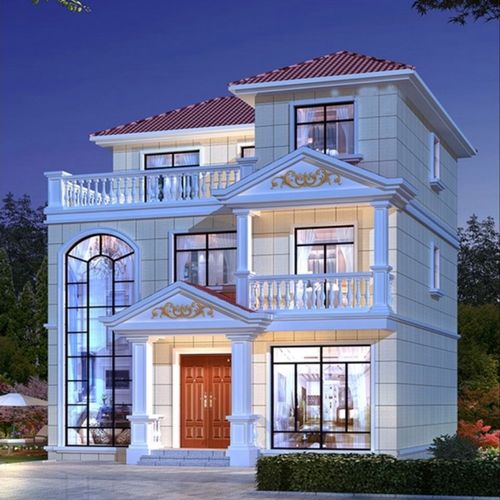 三层欧式别墅设计图纸二层半新农村自建房屋全套施工效果图