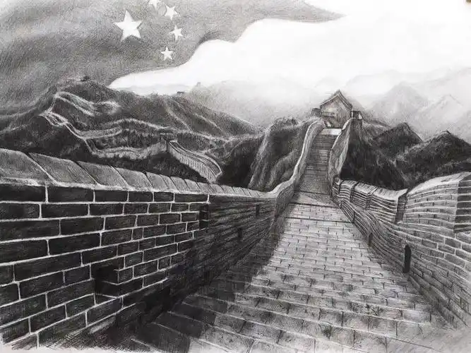 素描《长城》_零零后画痴-站酷zcool