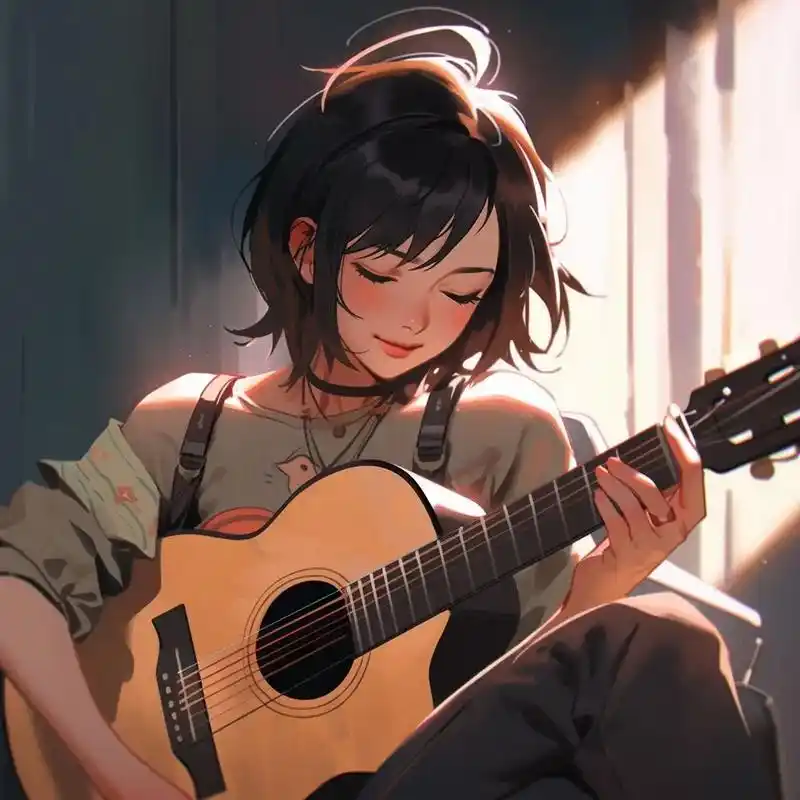 弹吉他的女孩.#优质头像 #动漫女头 #女生头像 #值得你长 - 抖音