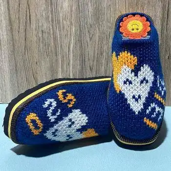 毛线鞋手工编织钩花拖鞋成品 居家毛线鞋贵州湖北陪嫁 婚嫁拖鞋 防滑