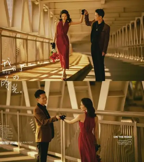 更有复古港风的感觉拍摄要注意桥的延伸感电影镜头般的港风婚纱照拍摄