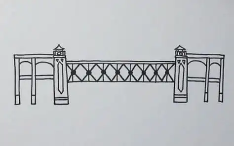 简单武汉长江大桥简笔画步骤图解_简笔画图片大全 - 元艺考