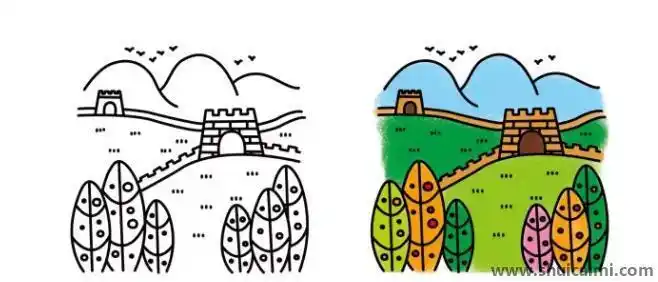 长城儿童画简笔画简单画法