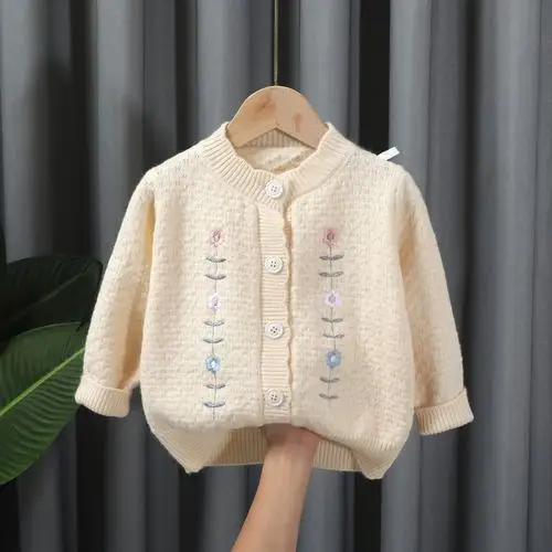女童针织开衫2020春秋新款宝宝洋气薄款小童毛衣