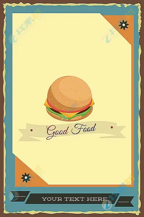 趣味卡通汉堡菜单封面矢量素材下载