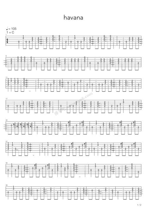 《havana》,leroy sanchez(六线谱 吉他谱吉他谱 第1页