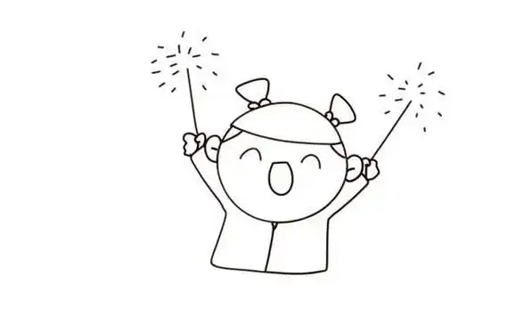 新年放烟花的简笔画