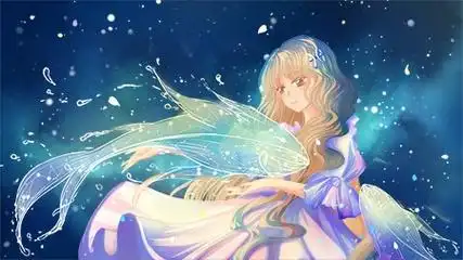 手绘卡通十二星座双鱼座少女唯美插画