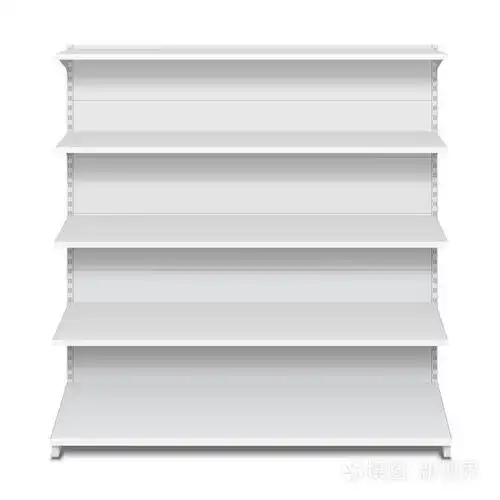 长时间空白空橱窗展示与零售货架前面查看 3d 产品分离的白色背景上.