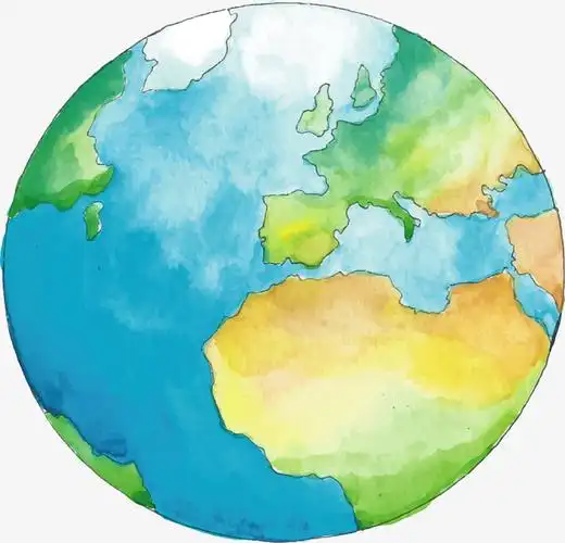 水彩手绘风美丽地球