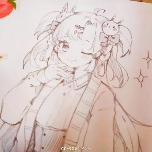 人物黑白动漫素材插画绘画线稿手绘