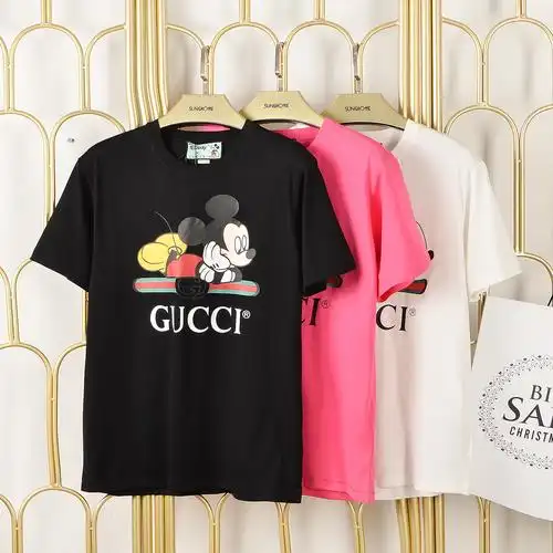 潮牌男女情侣装米老鼠古驰短袖t恤宽松纯棉大码古奇半袖酷奇gucci