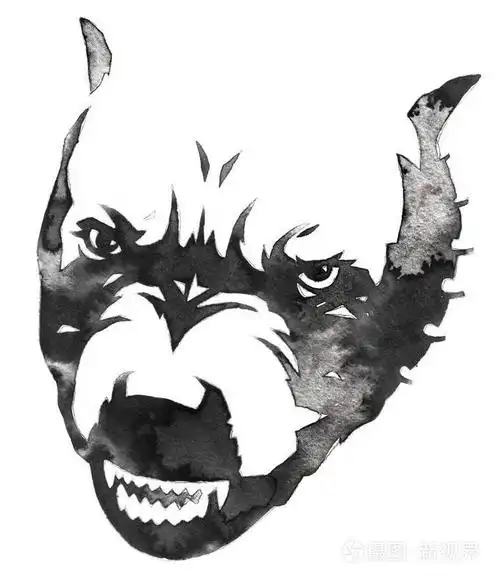 黑白单色画水墨画狗插图