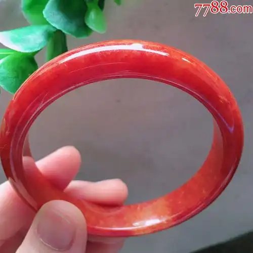 天然翡翠a货老坑正圈玉手镯冰糯种红翡水润玉镯子帝王红_价格4500元