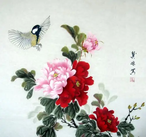 suxing1228的相册 - 牡丹花鸟