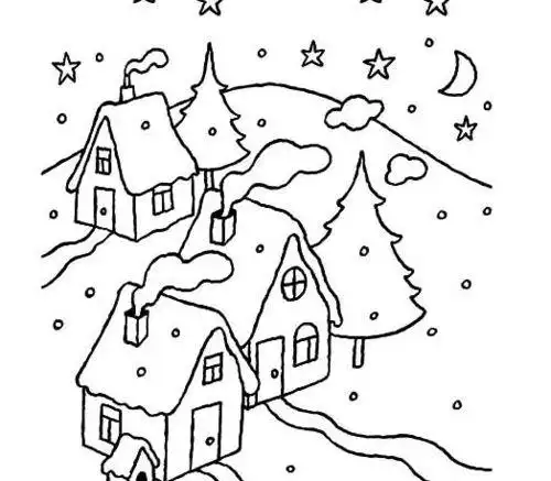 雪景简笔画雪景简笔画带颜色