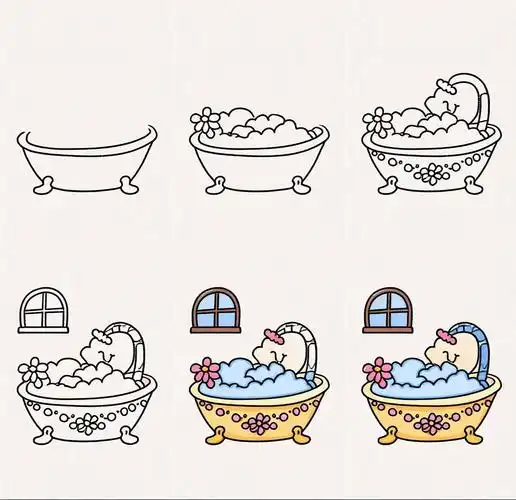 🛁洗澡盆简笔画🎨