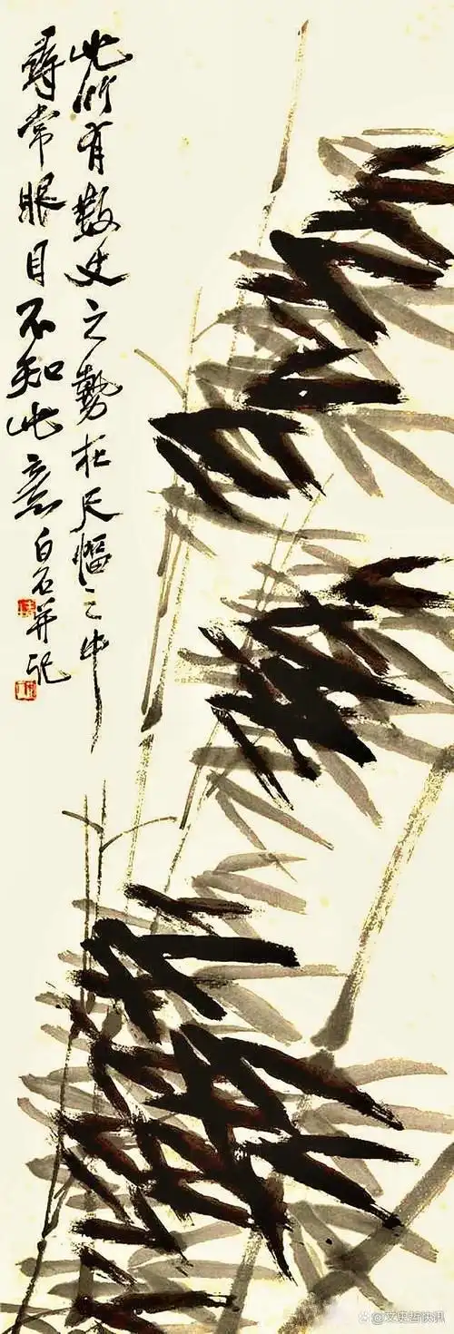 齐白石画竹凌风傲骨精神杠杠的,宁折不弯君子之风,清新俊逸